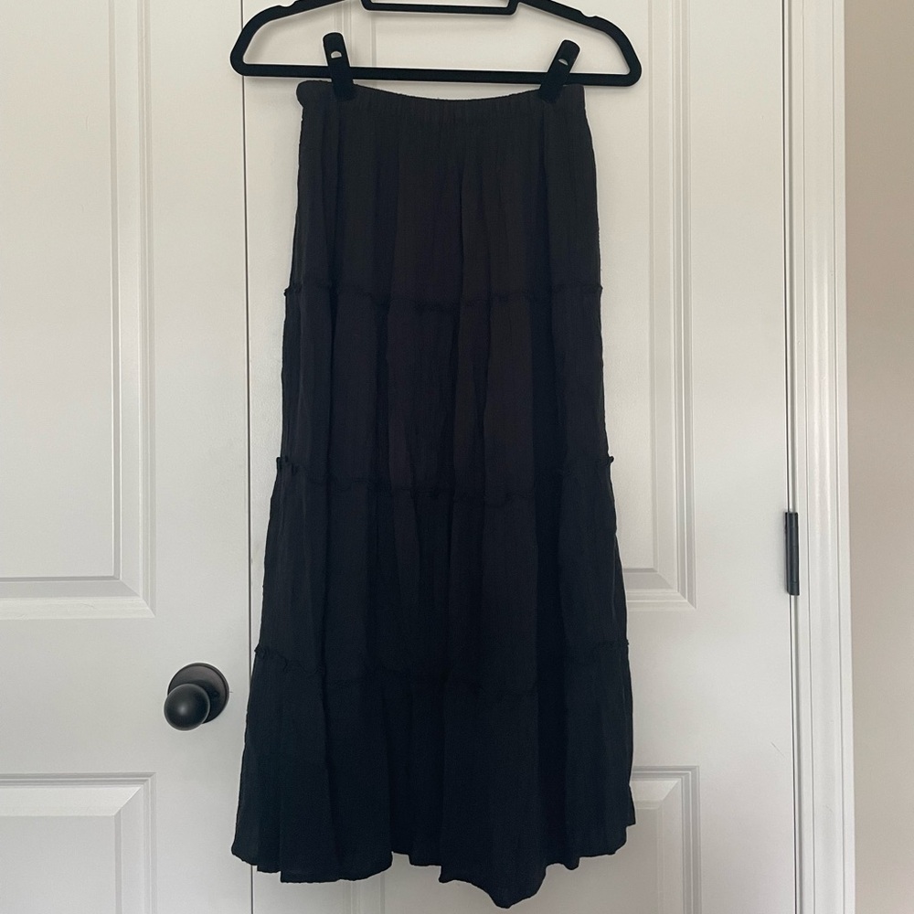 Black Linen Maxi Skirt